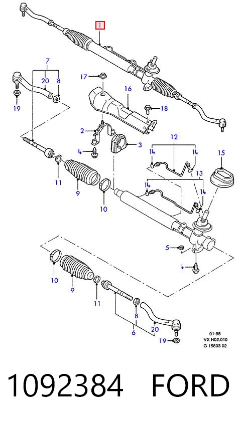 1092384 Ford Listwa kierownicza (maglownica)