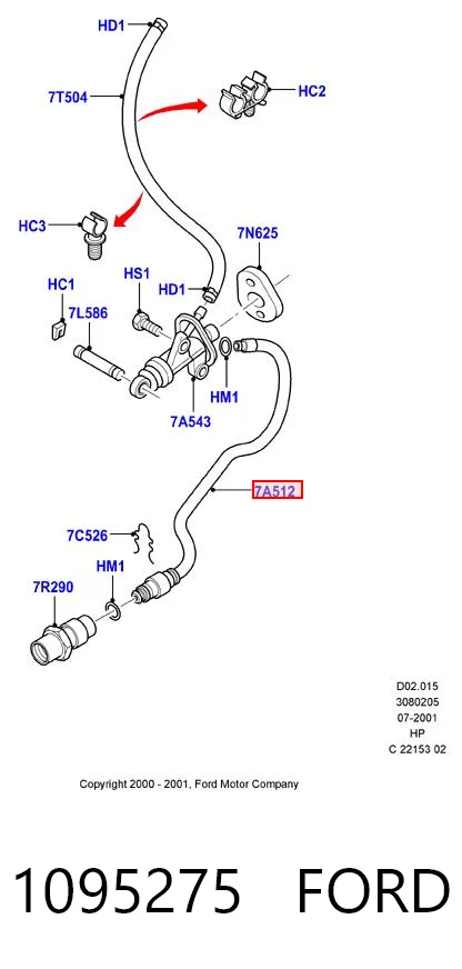 1095275 Ford Przewód sprzęgła
