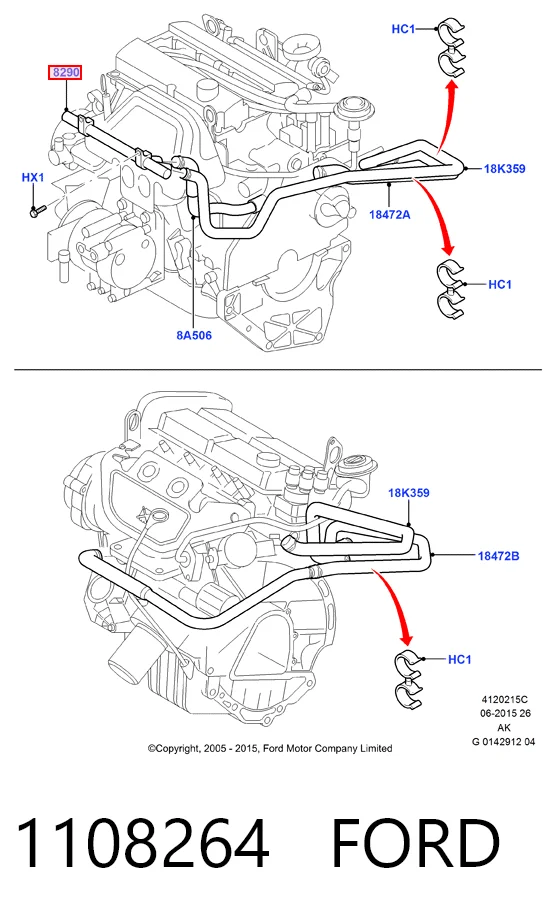  Przewód (króciec) układu chłodzenia Ford Focus 1