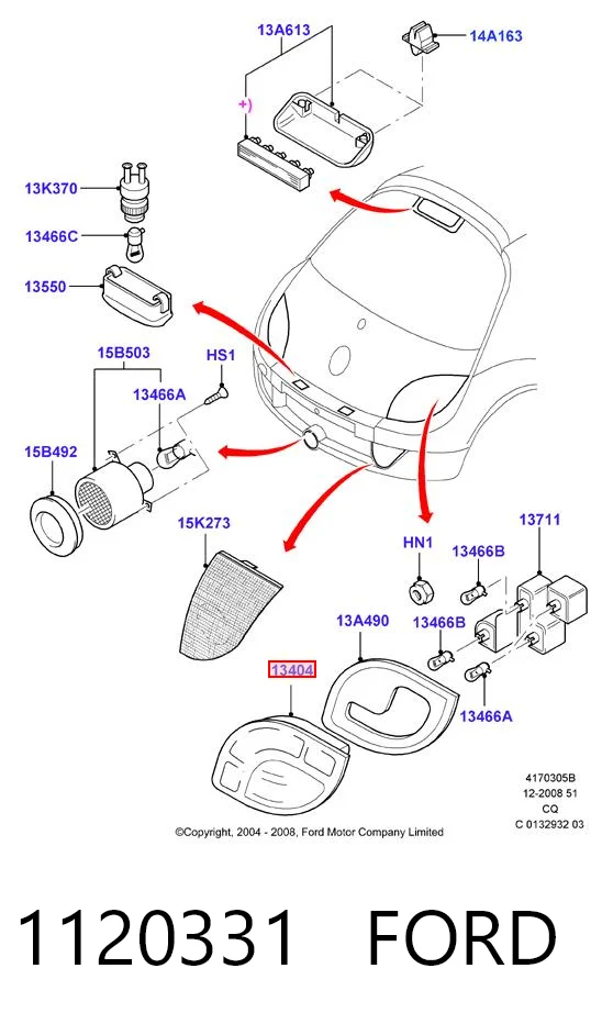 Lampa zespolona tylna lewa do Ford Ka  RBT