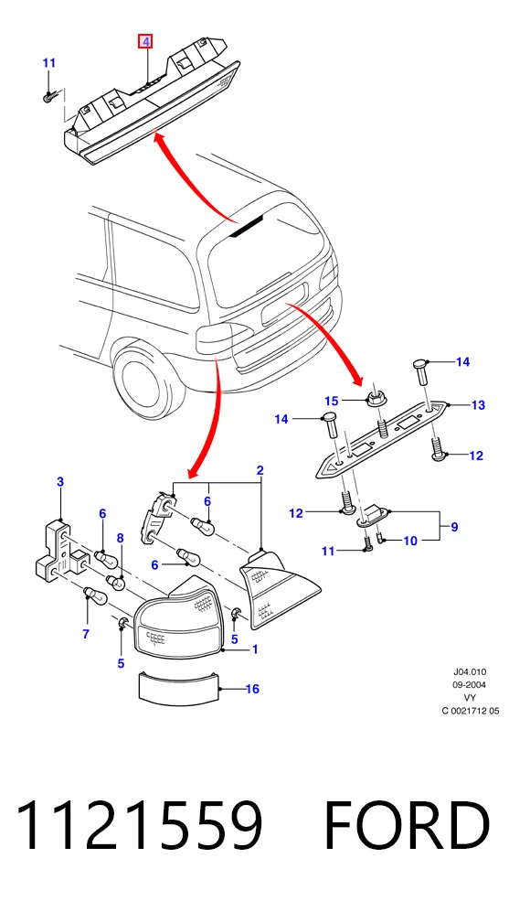 Lampa stop tylna dodatkowa do Ford Galaxy WGR