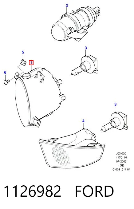 Do koszyka Lampa przeciwmgielna lewa Ford Mondeo III B4Y