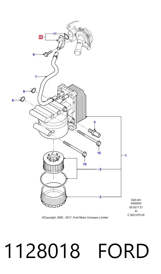 1128018 Ford Termostat układu smarowania silnika
