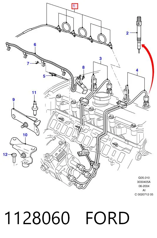 1128060 Ford Rurka paliwa, zwrotna od wtryskiwaczy