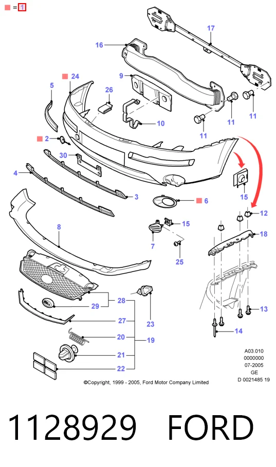 Zderzak przedni Ford Mondeo III sedana (B4Y) (2000 - 2007) cena, od 68,28 USD