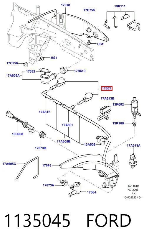 Dysza spryskiwacza szyby przedniej Ford Focus I
