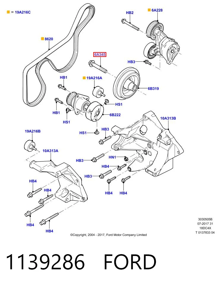 1139286 Ford Śruba koła pasowego wału korbowego