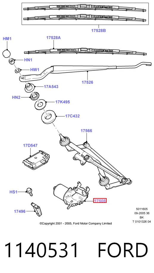 1140531 Ford Silniczek wycieraczki szyby przedniej
