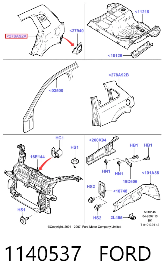Do koszyka Błotnik przedni lewy Ford Fiesta Mk5 JH, JD