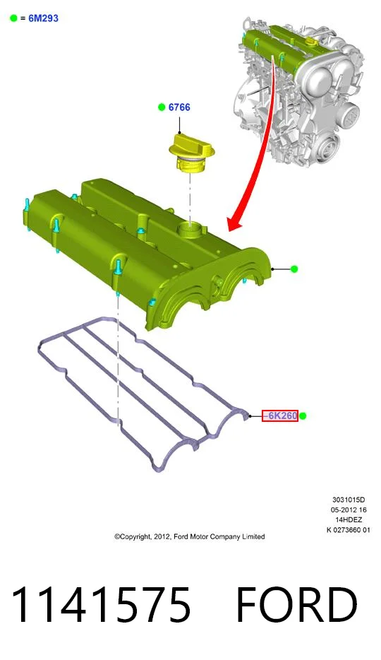 1141575 Ford Uszczelka pokrywy zaworowej silnika