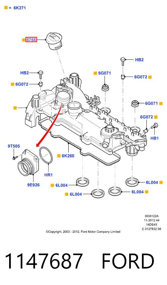 1147687 Ford Korek wlewu oleju