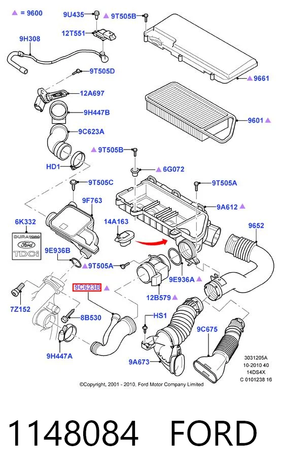 1148084 Ford Króciec powietrza, przepływomierz