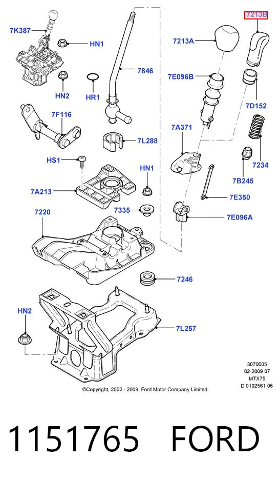 1151765 Ford Rękojeść dźwigni biegów