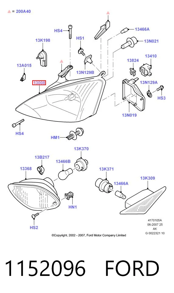 1152096 Ford Reflektor prawy
