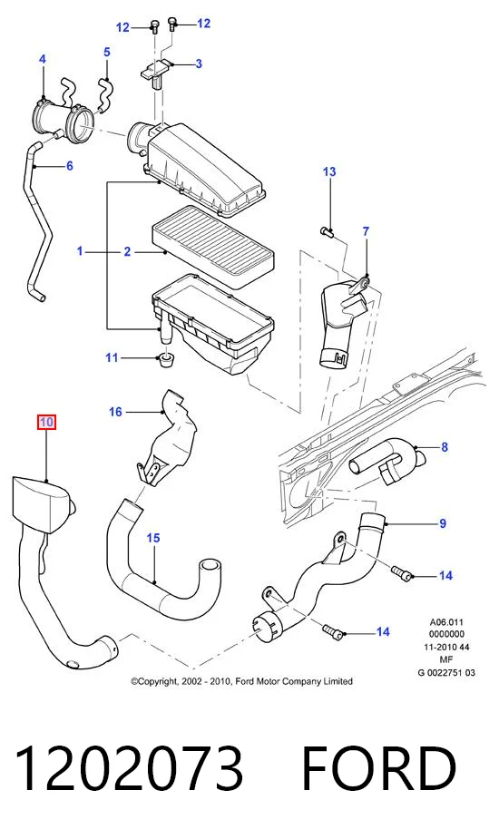 Wlot powietrza do filtra powietrza do Ford Mondeo III BWY