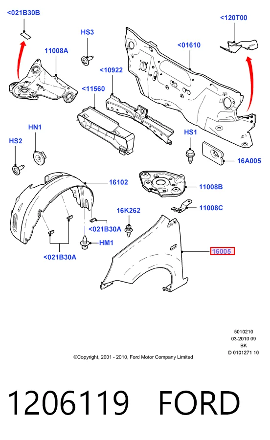 1206119 Ford Błotnik przedni prawy