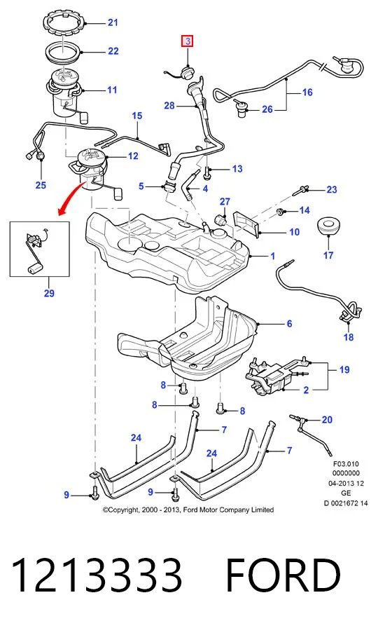 1213333 Ford Korek wlewu paliwa