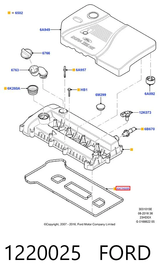 1220025 Ford Uszczelka pokrywy zaworowej silnika, zestaw