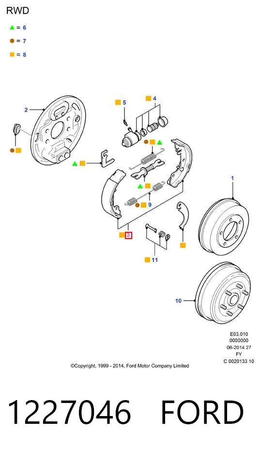 1227046 Ford Klocki hamulcowe tylne bębnowe