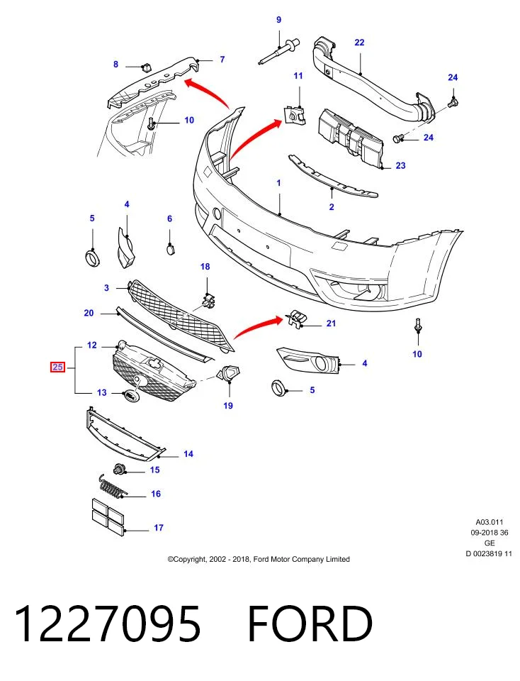 Atrapa chłodnicy Ford Mondeo III sedana (B4Y) (2000 - 2007) cena, od 57,97 USD