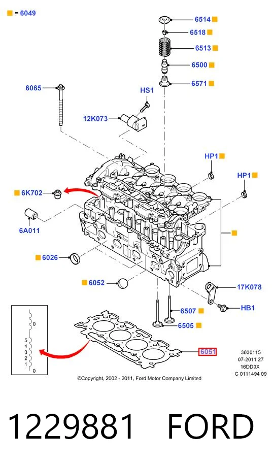 Do koszyka Uszczelka głowicy cylindrów Peugeot 308 I 4A, 4C
