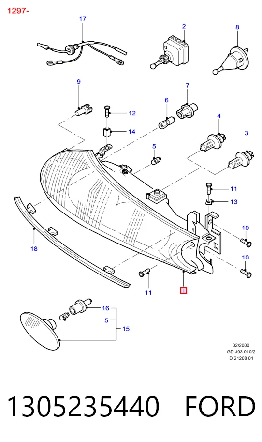 Reflektor lewy Ford Mondeo II sedana (BFP) (1996 - 2000) cena, od 59,59 USD