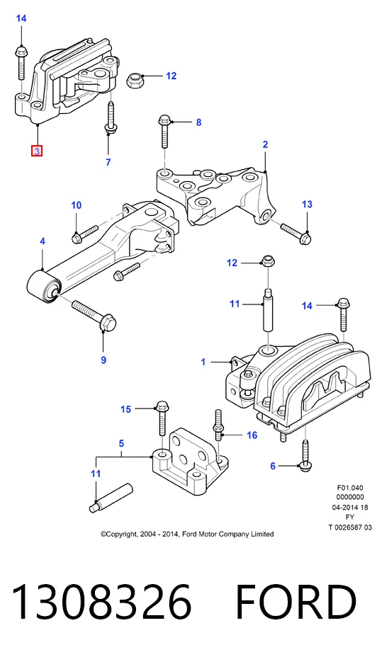 Do koszyka Poduszka (podpora) silnika prawa Ford Transit V V184/5