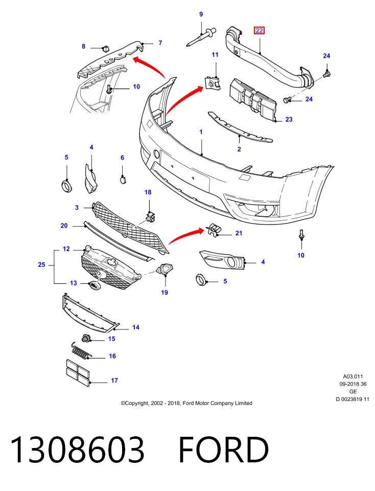 Wzmocnienie zderzaka przedniego do Ford Mondeo III B4Y