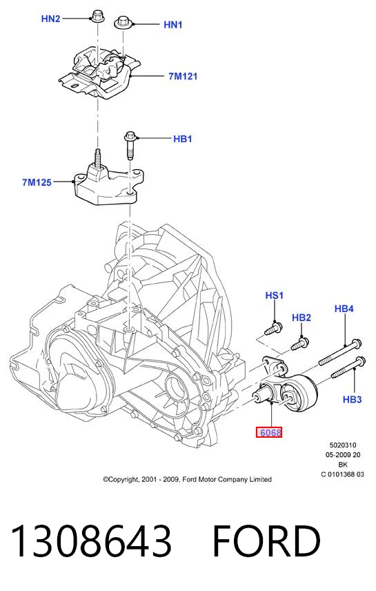 1308643 Ford Poduszka (podpora) silnika tylna