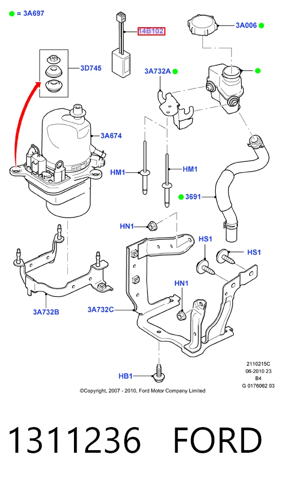 1311236 Ford Pompa wspomagania hydraulicznego kierownicy