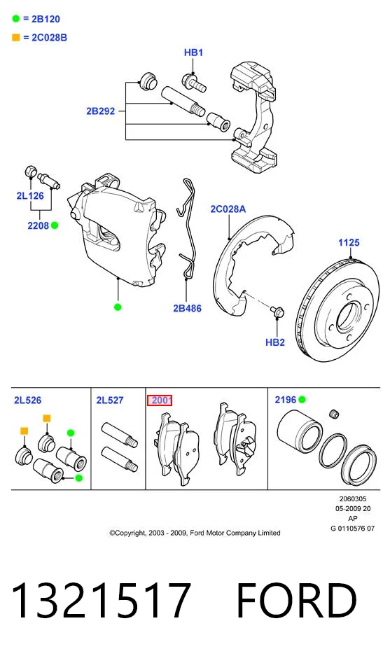 1321517 Ford Klocki hamulcowe przednie tarczowe