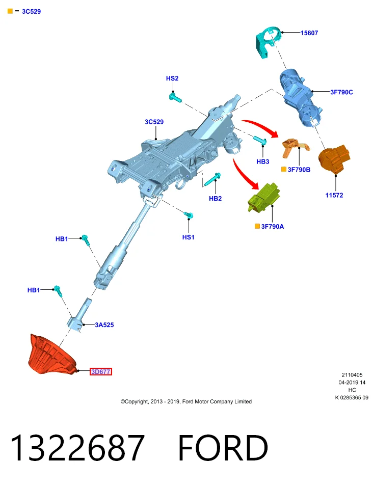 1322687 Ford Listwa kierownicza (maglownica)