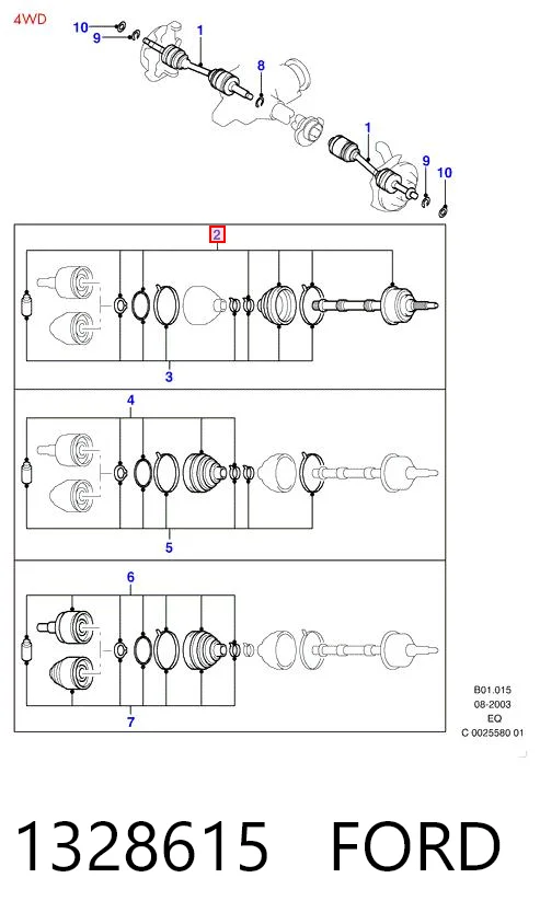 1328615 Ford Przegub homokinetyczny przedni zewnętrzny