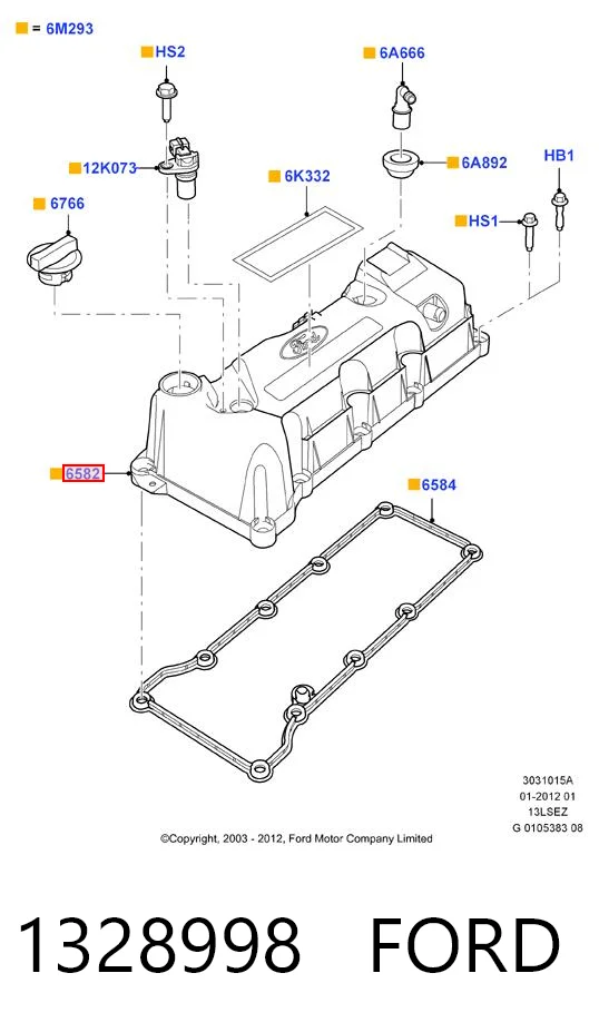 1328998 Ford Pokrywa zaworowa
