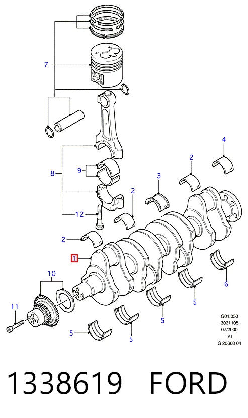 1338619 Ford Wał korbowy silnika