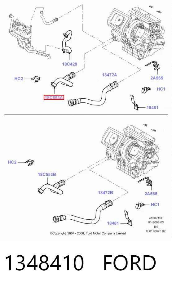1348410 Ford Przewód chłodnicy ogrzewacza (nagrzewnicy), dopływ