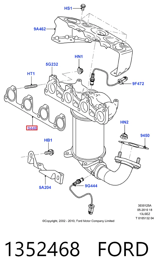 Do koszyka Uszczelka kolektora wydechowego Ford Ka  RBT