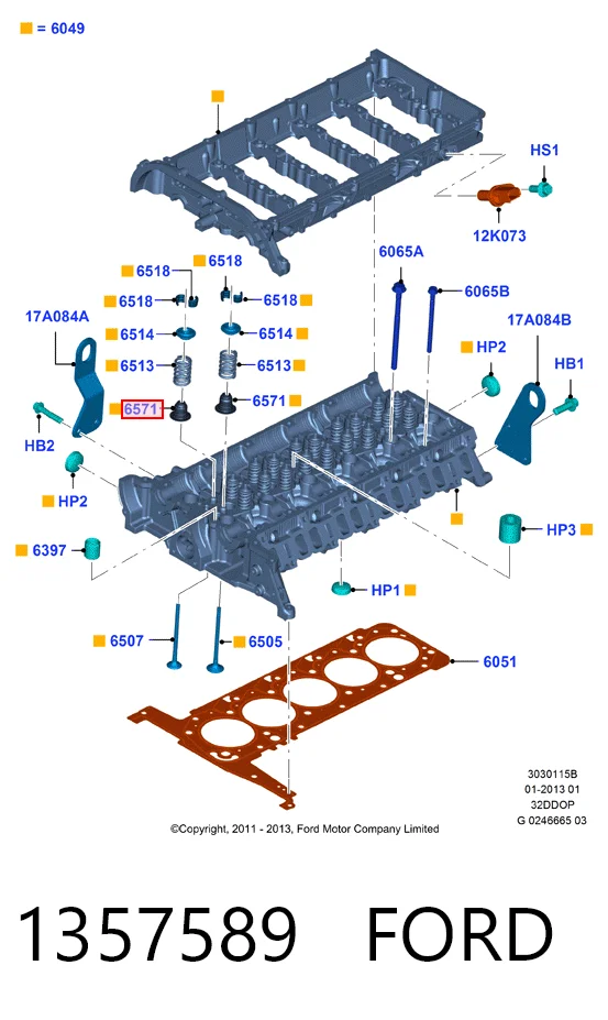 Do koszyka Uszczelniacz zaworu dolotowego/wylotowego Ford Transit VII V363