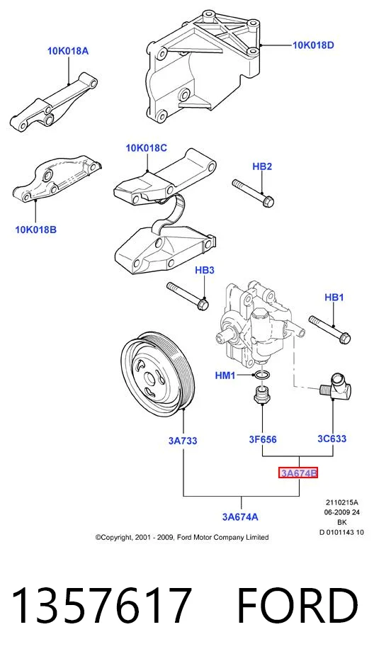 1357617 Ford Pompa wspomagania hydraulicznego kierownicy