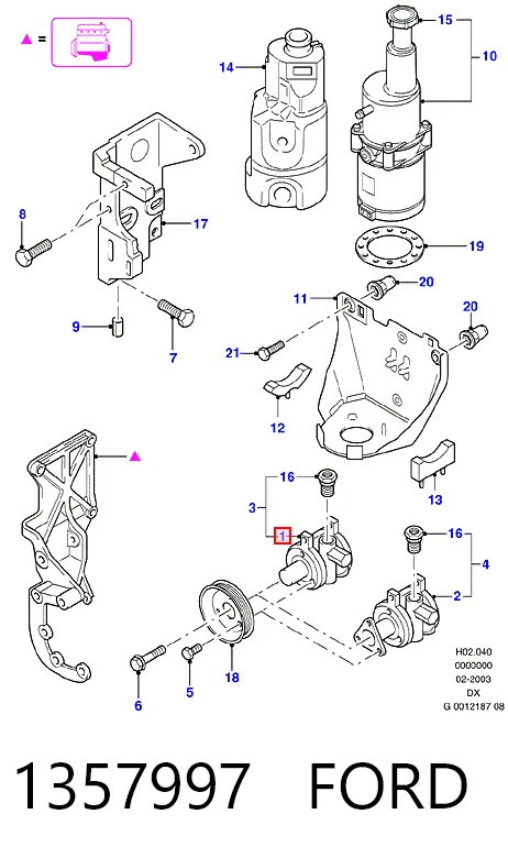 Do koszyka Pompa wspomagania hydraulicznego kierownicy Ford Fiesta Mk4 JAS, JBS