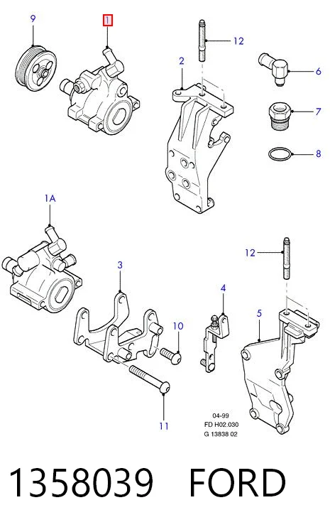 1358039 Ford Pompa wspomagania hydraulicznego kierownicy