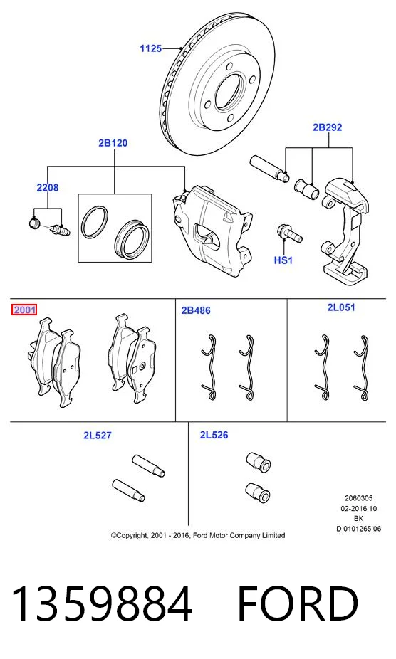 1359884 Ford Klocki hamulcowe przednie tarczowe