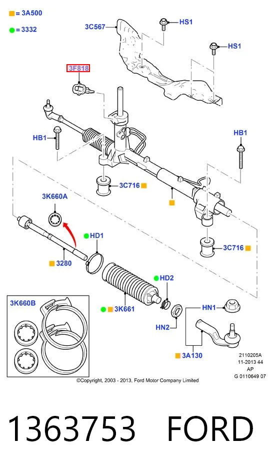1363753 Ford Czujnik kąta skrętu kierownicy