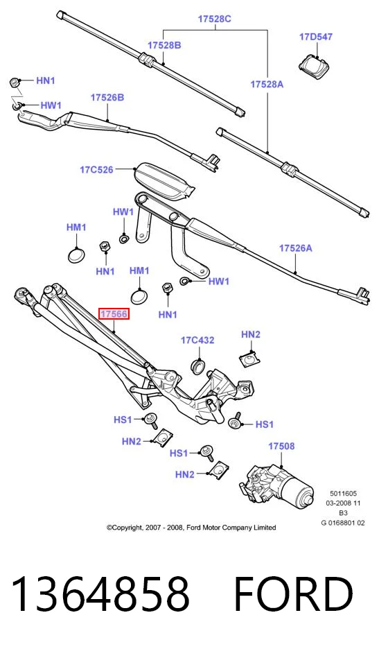 Mechanizm wycieraczek Ford C-Max minivan (DM2) (2003 - 2007) cena, od 83,82 USD