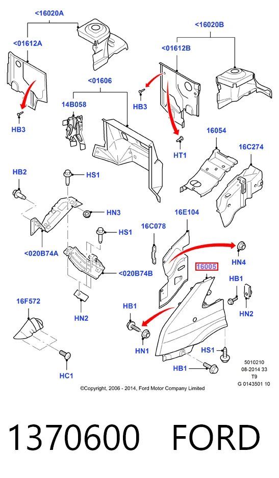 Błotnik przedni prawy Ford Transit VI awangarda (V347/8) (2006 - 2014) cena, od 77,49 USD