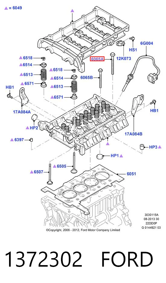 1372302 Ford Śruba głowicy cylindrów