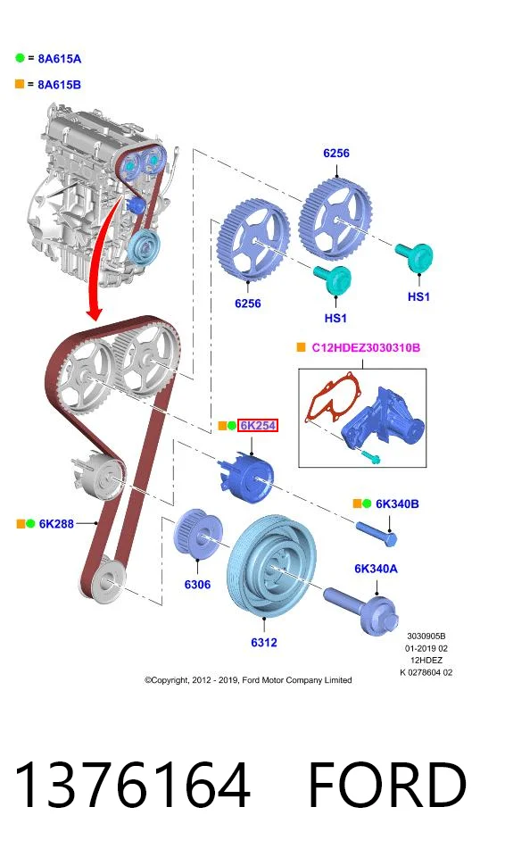 1376164 Ford Rolka napinacza paska rozrządu