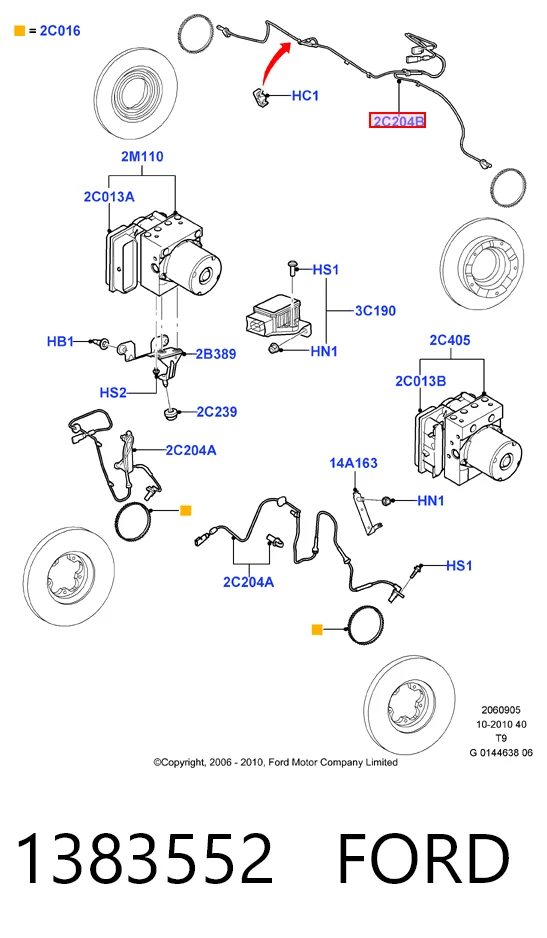 1383552 Ford Czujnik ABS tylny lewy