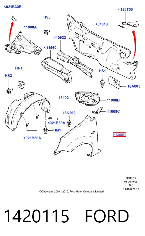 Błotnik przedni lewy do Ford Fusion  JU