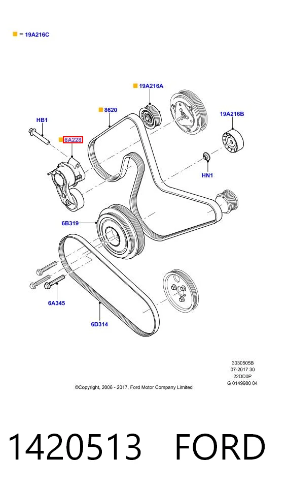 1420513 Ford Napinacz paska napędowego